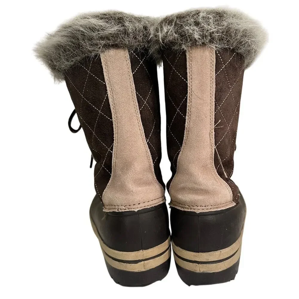 Polar Edge Thinsulate Suede Leather Faux Fur Boots Winter Womens Sz 7 Gorpcore - Picture 6 of 16